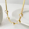 Chains 316L Stainless Steel Light Luxury Niche Design Imitation Pearls Opal Ladies Necklace Fashion Exquisite Jewelry SAN1273