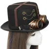 Stingy Brim Hats Steampunk Top Hat For Men With Goggles Gay Jazz Hat Bowler Top Hat Gay Top Hat Gay Party Costume Carnival Nightclub 230306