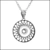 Pendant Necklaces Snap Button Charms Jewelry Zircon Round Flower Fit 18Mm Snaps Buttons Necklace For Women Noosa D092 Drop Delivery P Dhri7