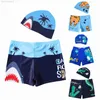 One-Pieces Baby Boy Swimwear Pants Cap Set Kids Summer Swimsuit Shorts Children Swim Trunk Short Set With A Hat 5 Sizes Available W0310