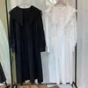 Lässige Kleider Damenkleid Französisch Großes Revers Einreiher Robe Koreanische Chic Spitze Lose Lange Weibliche Hohe Taille Puffärmel Vestidos