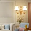 Applique murale Style français à la mode chevet en alliage de Zinc cristal bougie Villa chambre salon décoratif entrée éclairage