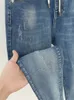 Kvinnors jeans Kvinnor Summer Autumn Baggy Elastic midja Jeans Korea Style Rippade byxor Kvinnlig 100 kg Löst harembyxor Tyg 230306
