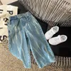 Jeans Boys tinge tinge wide lge calça jeans 2-8 anos crianças moda jeans casuais soltos 230306