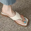 Slipare Square Head Flip Flops Flat Bottom Solid Color Lightweight Casual Non-Slip Beach Shoes Chanclas de Verano Para Mujer