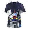 Camisetas masculinas de streetwear Mazinger z filme robô 3d t-shirt tops casuais masculinos