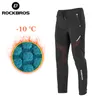 Cycling Pants Rockbros Winter Cycling Pants Men Fleece Sport Reflective Trousers Håll varma termiska cykelcykel MTB Pants Running Clothings 230306