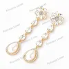 Stud Earrings Womens Water Drop Long Silver Jewelry Super Shiny Multi-layer Rhinestone Evening Party Gift Ladies Earring