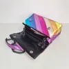 Damen-Handtasche mit Regenbogen-Wellenmuster, Adlerkopf auf der Vorderklappe, bunte Umhängetasche, Patchwork-Pu-Leder