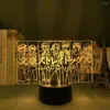 Luci notturne Lampada 3D Anime Bungo Stray Dogs Group per la decorazione della camera da letto Luce per bambini Regalo di compleanno per adolescenti Manga Led