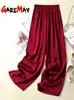 Kvinnor Pants Capris Summer Women's Pants Silk Satin Loose Relaxed Solid Trousers High midja Elegant Wide Leg Women's Pants 230331