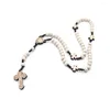 Pendant Necklaces Log Wooden Beads Hand Woven Religious Belief Cross Rosary Necklace Church Prayer Baptism Men Women Jewelry Souvenir Gift
