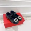 Kinderschoenen prinses schoenen kinderen schoenen casual mode ontwerper lederen platte schoenen diamanten vierkant gesplitste schoenen