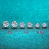 Stud Smyoue White Gold Plated 14ct oorringstuds voor vrouwen 4 klauwen briljante Halo Lab Diamond Jewelry S925 Solid Silver 230303