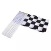 Racing Black and White Grid Hand Signal Flags Chequered Checkered Hand Wave Flags 14x21cm Banner with Flagpole Festival Decoration E0308