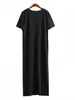 Robes décontractées grande taille femmes T-shirt Maxi robe décontracté femmes été plage fête Vintage lâche manches courtes robes moulante noir longues robes Z0216