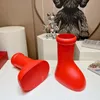 Big Red Knee High Boots Round Toe Balloon-like Slip On Women's Casual Boots 2023 New Design Solid Party Runway Shoes Fashion