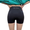 Damen-Shorts BIVIGAOS Damen-Shorts mit Buchstaben, Mini, Sommer, dünn, Haifischhaut, Stretch, hohe Taille, Bauch, Sport, Biker, Fahrrad, Fitness