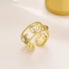 Design luxury jewelry hollow sunflower diamond ancient family hand ring female