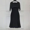 Casual Dresses Cape Poncho Dress 2023 Summer Party Cocktail Women O-Neck Hand Made Beading Midi Sexy Mermaid Wine Red Pink Black XXL