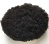 Braziliaanse maagdelijke mensenhaarstukken 4 mm afro mono toupee #1b kleur mono kanten eenheden voor zwarte mannen