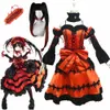 Anime kostuums anime date een live tokisaki kurumi cosplay komen pruik fancy gotische lolita prinses jurk dames nachtmerrie Halloween feest outfit z0301