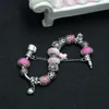 Lien Bracelets PBR117 Rose Ruban Sensibilisation Au Cancer Du Sein Cristal Résine Alliage Perles Chaîne DIY Bracelet Avec Papillon Charme Bijoux Pour