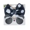 nastro di compleanno 2 pezzi / set Fascia per capelli e occhiali da sole Set per Baby UV Protect Hawaii Bambini Panda Occhiali da sole Ragazzi Ragazze Bowknot Set fascia in nylon