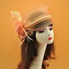 Stingy Brim Hats Handmade Wedding Tulle Fascinator Hat Mesh Bow Accessories Bride Headwear Women Gauze Headdress Cocktail Party Dinner Hat 230306