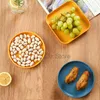 Round Square Bone Spitting Plates Solid Color Snack Fruit Plate Eco-friendly Dessert Cake Biscuits Dish Home Kitchen Plate Holder TH0769