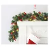 Flores decorativas 2023 Garland de Natal 190cm Decoração de inverno Videira Fake for Home Room Tree Decor