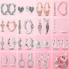 925 Silver Fit Pandora Earrings Crystal Fashion women Jewelry Gift Ear Studs Drop Earrings Heart Hoop Earings Moon Star Circle