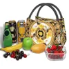 Lunch Bags Yellow Rose And Bees Vintage Kitsch Baroque Scarves Thermal Insulated Lunch Bags Women Portable Lunch Container Meal Food Box 230303