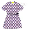 designer Latest Belt Dresses Women Print Skirt Summer Elegant Charm Street Style Personality Girls Skirts Clothing OJHE