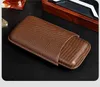 Leather Cigar Case 3 Holds Portable Humidor Box Travel Smoking Storage Accessories