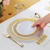 Dinnerware Sets 24 Disposable Party Tableware Set Rose Gold Plastic Cutlery Fork Spoon Knife Anniversary Wedding Birthday Suppliers