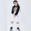 Bühnenkleidung Mädchen Modern Dance Kleidung Jazz Crop Top Hip Hop Hosen Lange Ärmel Street Dancewear Praxis Leistung Kostüm DNV15492