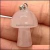 Charms 100st Natural Stone Mushroom Shape Quartz Crystal Pendant Halsband Rose Tiger Eye Diy smycken gör halsband örhängen droppe dhasb