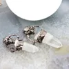 قلادة قلادة أبيض Quartz Stick Point عتيقة المعلقات Reiki Healing Crystal Natural Stone Necklace for DIY Jewelry Gift Making Accesso