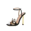 Luxury Women High Heels Fetish Leather Sandals Sexy Metal Butterfly Summer Shoes Lady Gold Stiletto Party Valentine Sandles