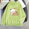 Damen Hoodies Sweatshirts Niedlicher Pandabär Cartoon Hoodie Langarm Bubu Dudu Koreanischer Stil Sweatshirts Frauen 90er Jahre Rosa Lustige Drucke Harajuku Tasche Kawaii W0306