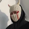 Beanieskull Caps Cadılar Bayramı Komik Boynuzlar Örme Şapka Beanes Sıcak Full Yüz Kapağı Kayak Maskesi Şapk Rüzgar Popar Balaclava Şapkası Açık Hava Sporu 230306