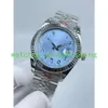 Business Automatic Mens Watches 41mm Mint Blue Dial feito de premium aço inoxidável assado para fábrica de fábrica de vidro Presidente de vidro Presidente de pulseira Presentes de moda