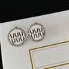 Periphery Diamond Circle Earrings Center Letters Design Charm Female Wedding Party Gift Jewelry