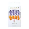 False Nails 24pcs Fake Press On Faux Ongles DIY Manicure Supplies Orange Purple Jade Stone Designs French Long Coffin Tips