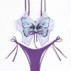 Dames badmode sexy dames vlinder gesplitst bikini set zomer mode twope oce strand vrouwelijke zwempakken badpakken 230306