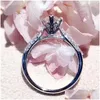 Band Rings Sixclaw Heartshaped 1Ct Women Crown Fl Diamond Simation Ring Drop Delivery Jewelry Dhr52