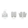 Aprons Set Cotton Linen Apron Kitchen Oven Mitts Cooking Sleeves For Home Restaurant Bakery Use (Greyish White)