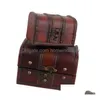 Party Favor Wooden Pirate Jewellery Storage Box Case Holder Vintage Treasure Chest 2Pcs Set Drop Delivery Home Garden Festive Supplie Dhb7N