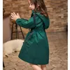 코트 패션 2023 트렌치 코트 십대 소녀 후드 롱 가을 재킷 의류 어린이 녹색 오렌지 어린이 외곽웨어 탑
